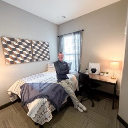 bedroom with large window