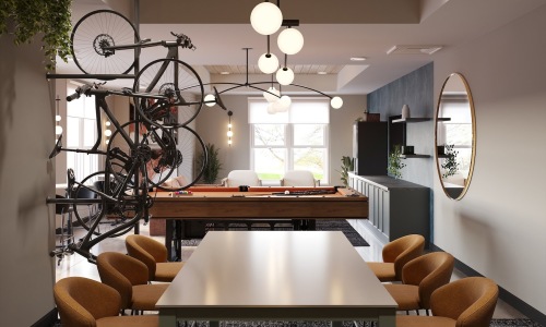 lounge area with large windows